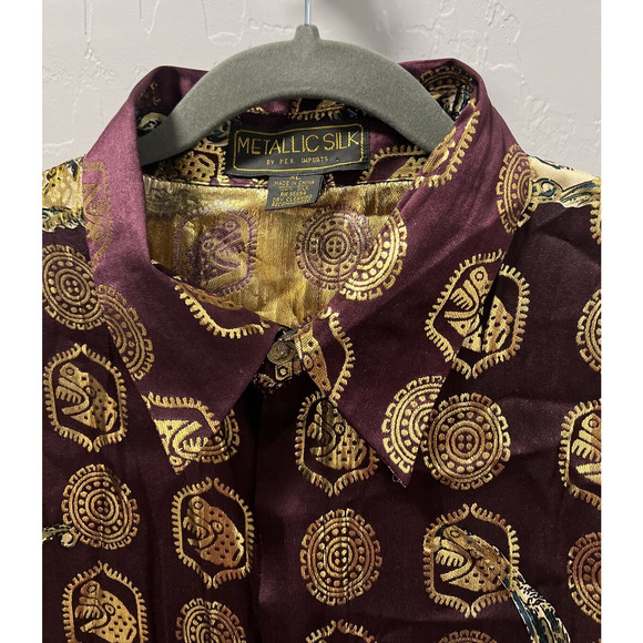 Metallic Silk by P.E.K imports Cowboy Horses Multi Color size Mens XL VINTAGE - Picture 3 of 16